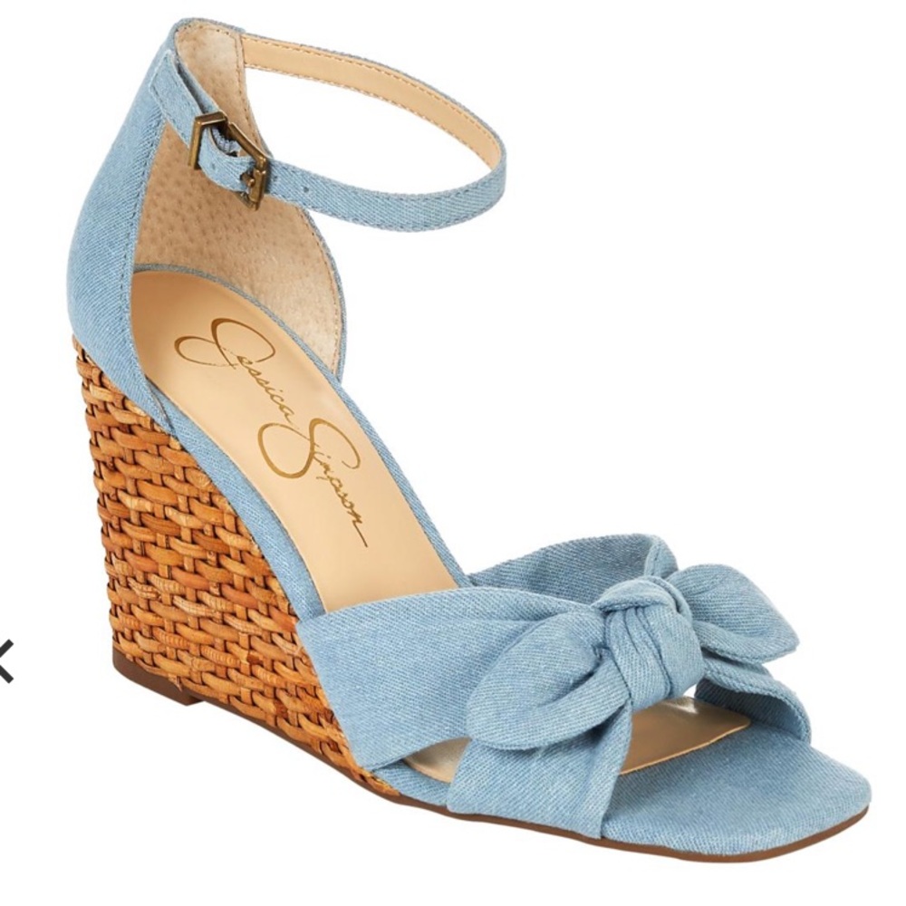 NWT DELIRAH WOMENS BOW ANKLE STRAP WEDGE SANDALS
